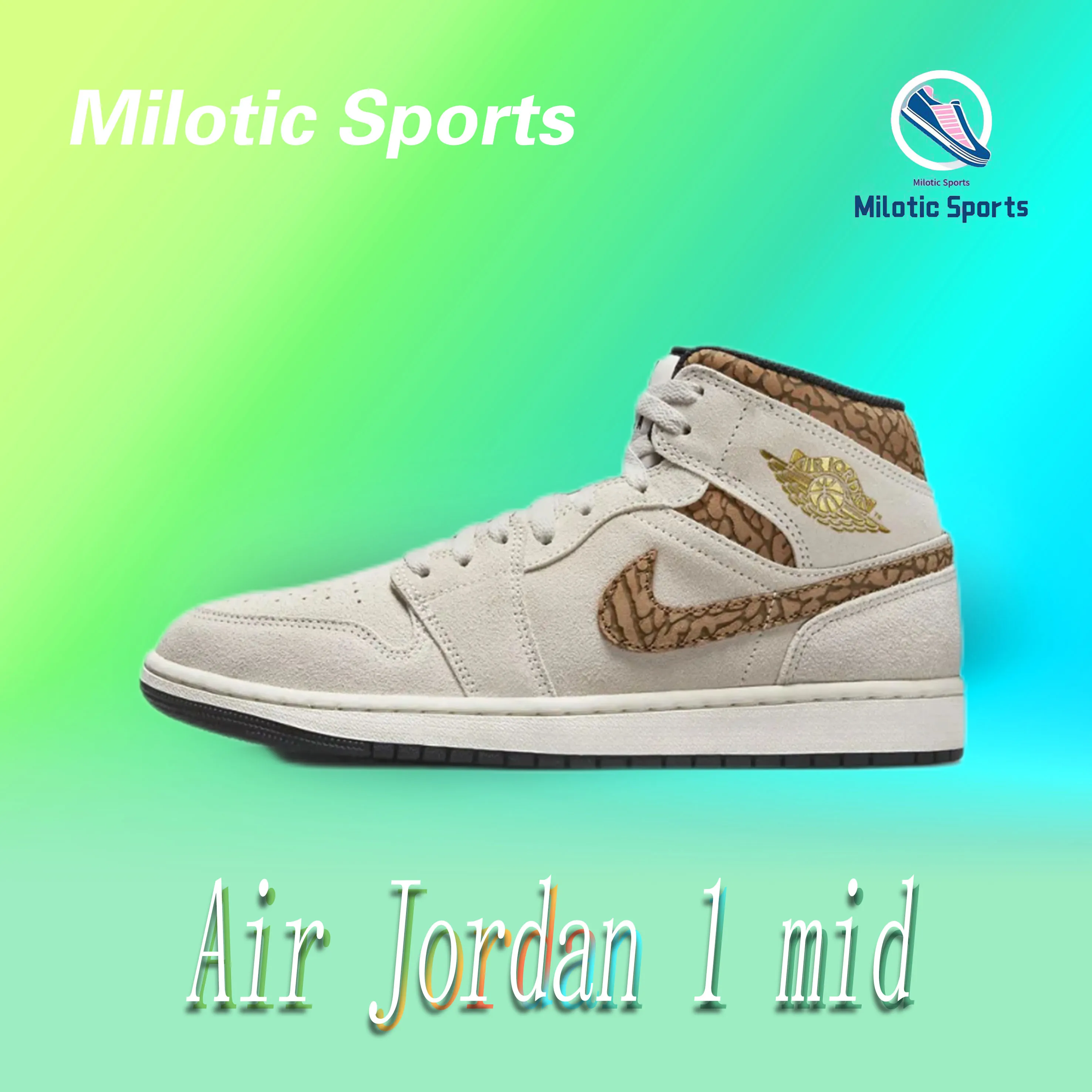 Jordan Air Jordan 1 Mid ‘Brown Elephant’ Men and Women Simple versatile mid gang retro basketball shoes white brown