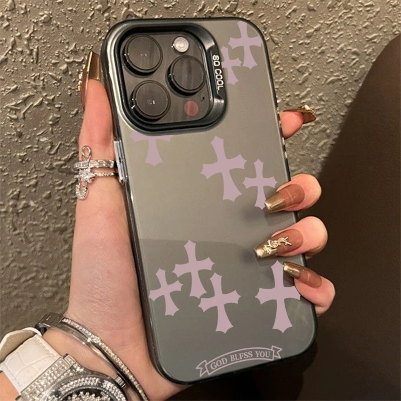 

Cross Design TPU Basic Case for iPhone 15 14 12 13 11 Pro Max XS XR X 7 8 Plus 15 Shockproof Matte Hard Back Soft Bumper Cover