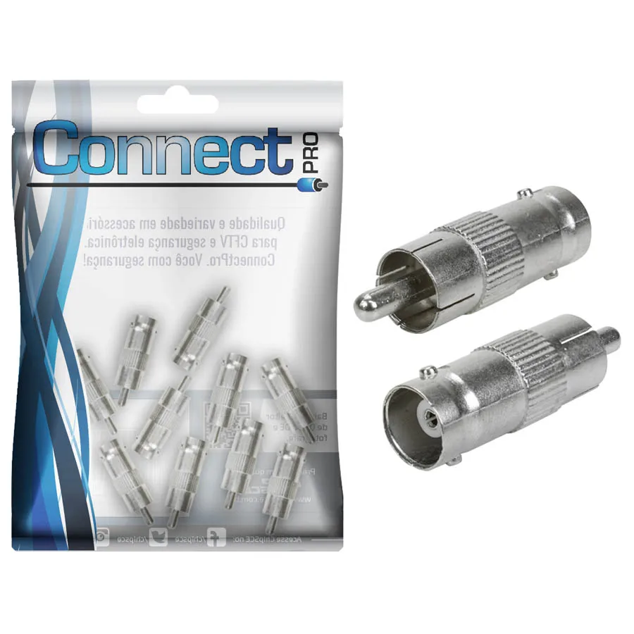 10 Kit Connector Bnc Adapter Male For Rca Female-Cftv