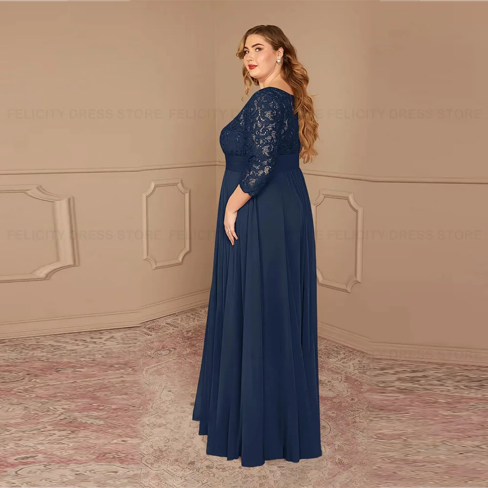 Classic Plus Size Mother of the Bride Dresses 2025 A-Line Pleated Wedding Guest Dresses Lace Chiffon Sequins Vestidos de Gala