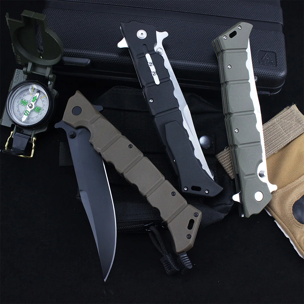 Large Cold Folding Pocket Knife 8Cr13Mov Steel Military Tactical Knives EDC Multipurpose Outdoor Survival Hunting Tanto Knife