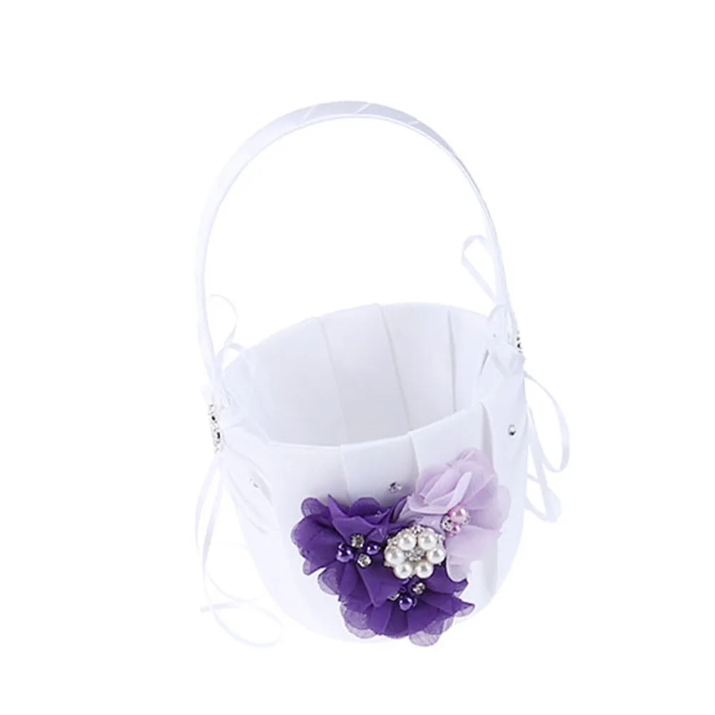 

Bridal Flower Basket Purple Mini with Handle for Wedding Bridesmaid Occasions Storage Elegant Romantic Keepsake Gifts