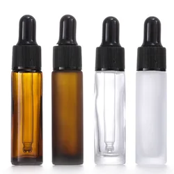 1x 5x 10x Amber Clear 5ml 10ml Empty Glass Dropper Bottles Serum Drop Ear Eye Dripper Cosmetic Packaging Essential Oil Refill