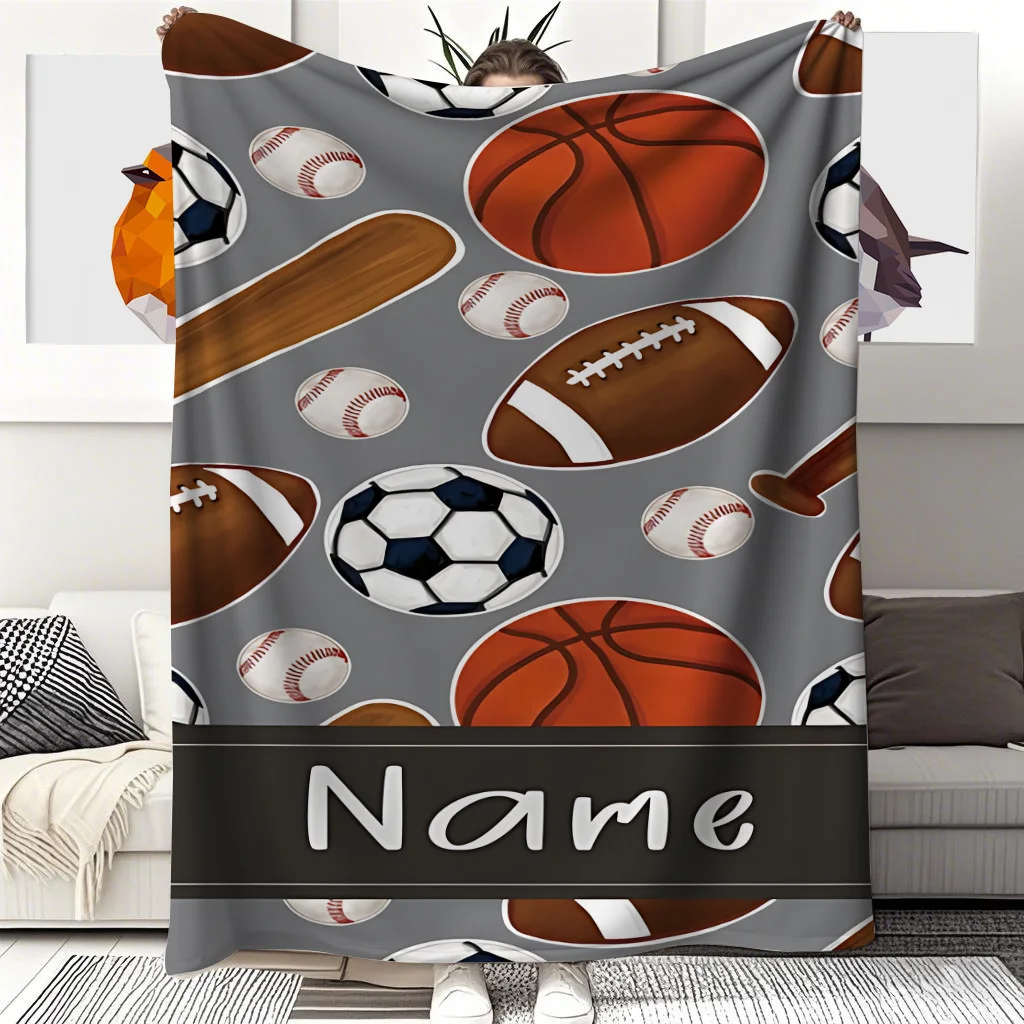 

1 Custom name blanket sports equipment in grey based on the style of Shin-Harajuku, a must-have on campus