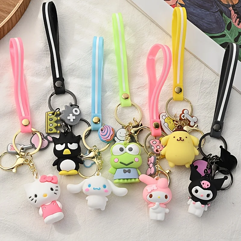 크리 에이 티브 컬러 귀여운 Sanrio 키 체인 만화 캐릭터 키 체인 헬로 키티 마이 멜로디 Kuromi 생일 선물 펜던트 배낭 Acce