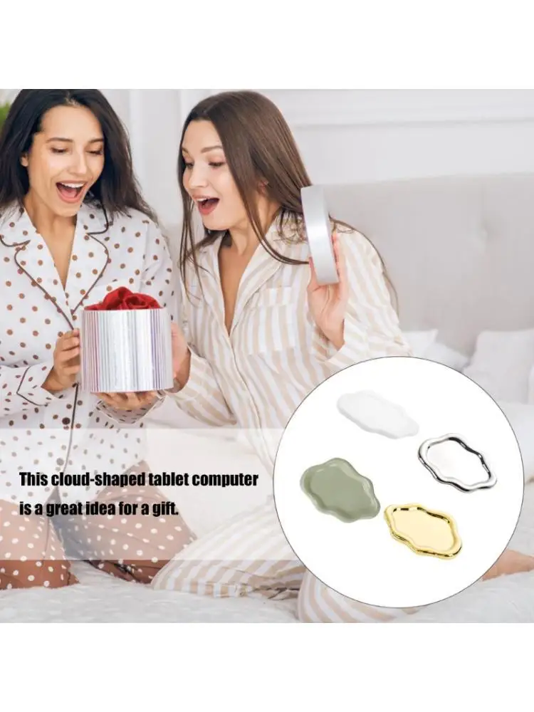 A52E Ceramic Jewelry Display Dish Scratch Resistant Cloud Pattern Decorative Storage Accessory for Necklaces Bracelets
