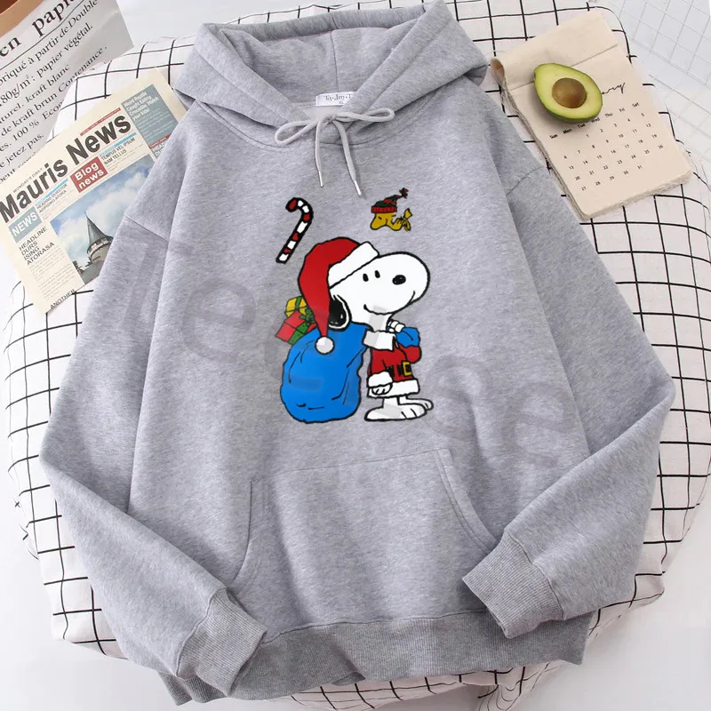 Grafische Snoopy Hoodies Harajuku Vrouwelijke Kleding Woodstock Kerst Gedrukt Sweatshirt Nieuwe Grappige Cartoon Hoody Vrouwen