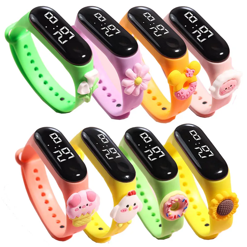 10 قطعة/الوحدة أنماط الكرتون الأطفال مشاهدة الرياضة هدية عيد ميلاد لصبي فتاة مقاوم للماء اللمس شاشة LED رقمية للأطفال الساعات الذكية