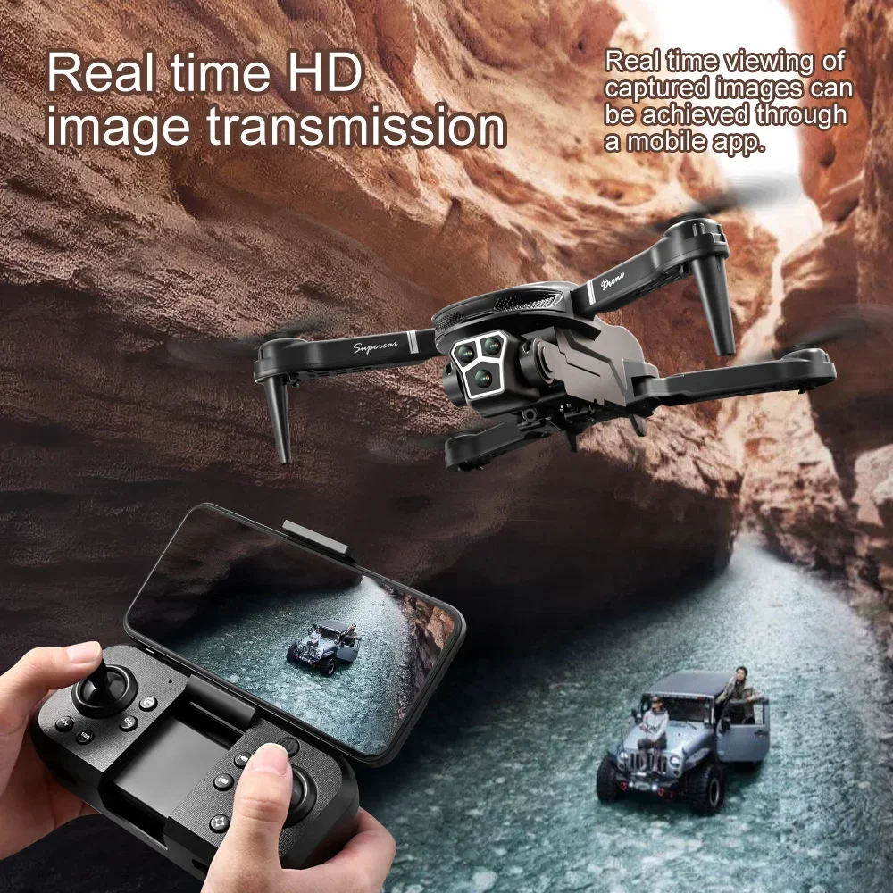 V68 الطائرة بدون طيار 8K HD ثلاثة كاميرات المهنية زاوية واسعة توطين التدفق البصري أربعة اتجاهات ذكي تجنب العوائق كوادكوبتر