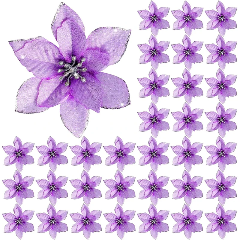 5/10Pcs Weihnachten Dekoration 13CM Künstliche Blumen Floral für Weihnachten Baum Ornament Neue Jahr Party Wohnkultur navidad Zubehör – Detail 9