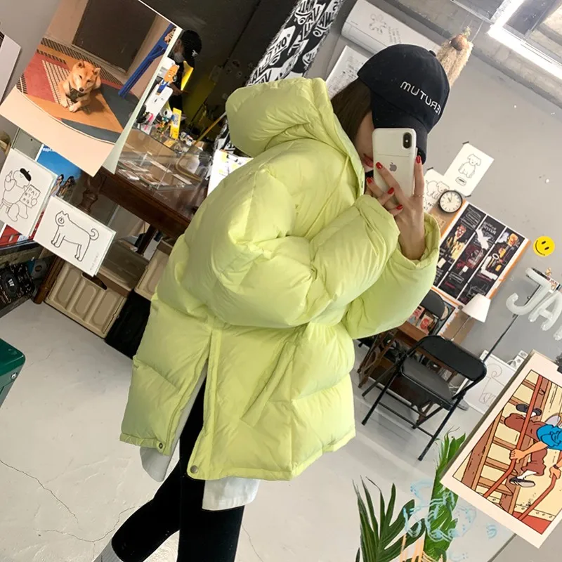 

Women's Hooded Thiened Cotton Puffer Jaet Autumn Winter New Sle Faionable Korean Version Zipper Closure ort Length