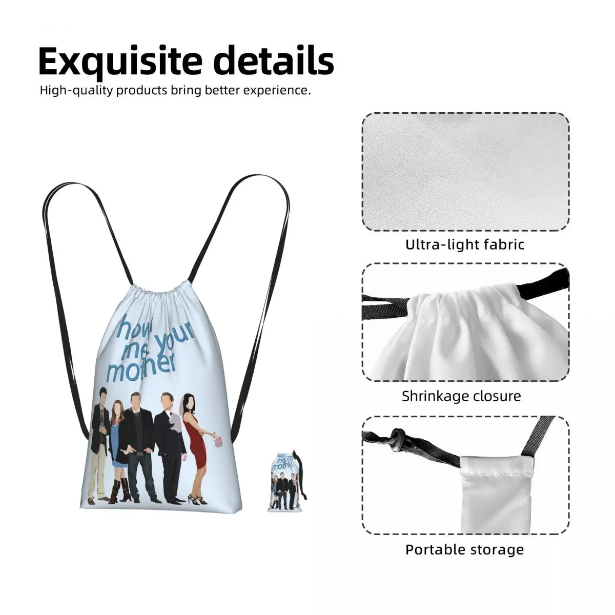 Intervention How I Met Your Mother Drawstring Backpack Sports Gym Bag Lightweight Foldable Storage Drawstring Bag for Men Women