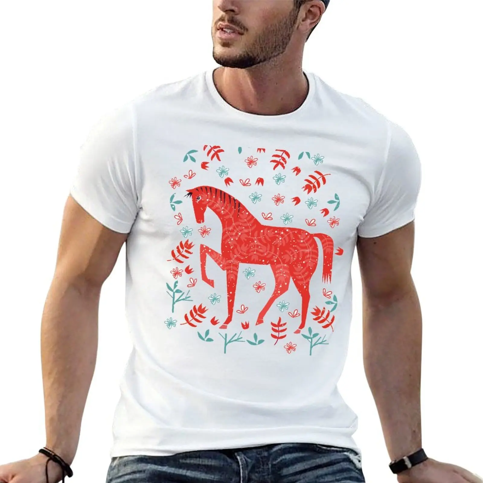 

The Red Horse T-Shirt man t shirts for men cotton tshirt 100% T-Shirt