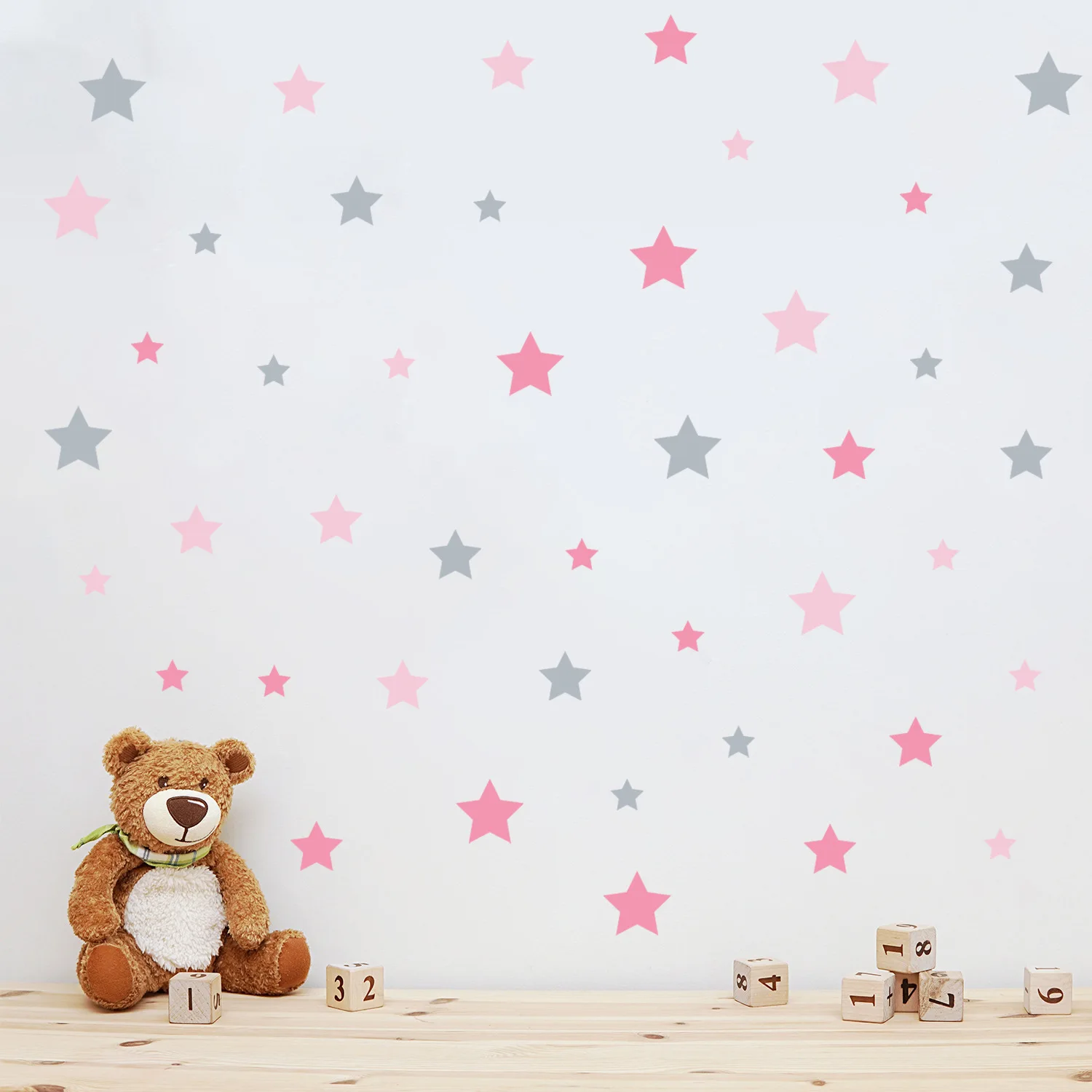 Pink Stars Wall Stickers Removable Nursery Home Decoration for Kids Rooms Girls Bedroom Vintage Garden Vinyl Interior Decal