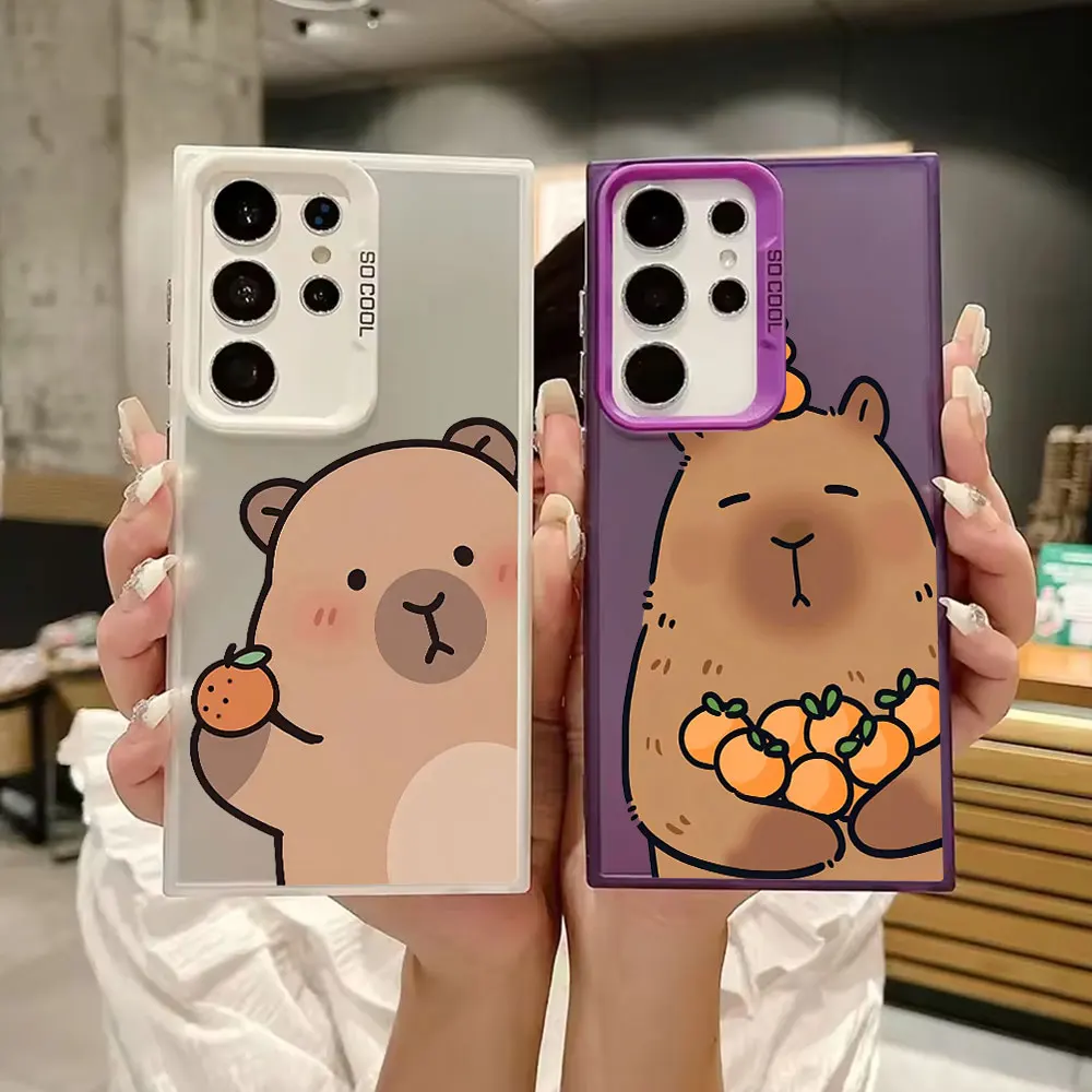 Case For Samsung S26 S25 S24 Ultra Capybara Tangerine Cases For Galaxy S23 S22 S21 FE S20 Ultra S26 Plus Shockproof Phone Cover