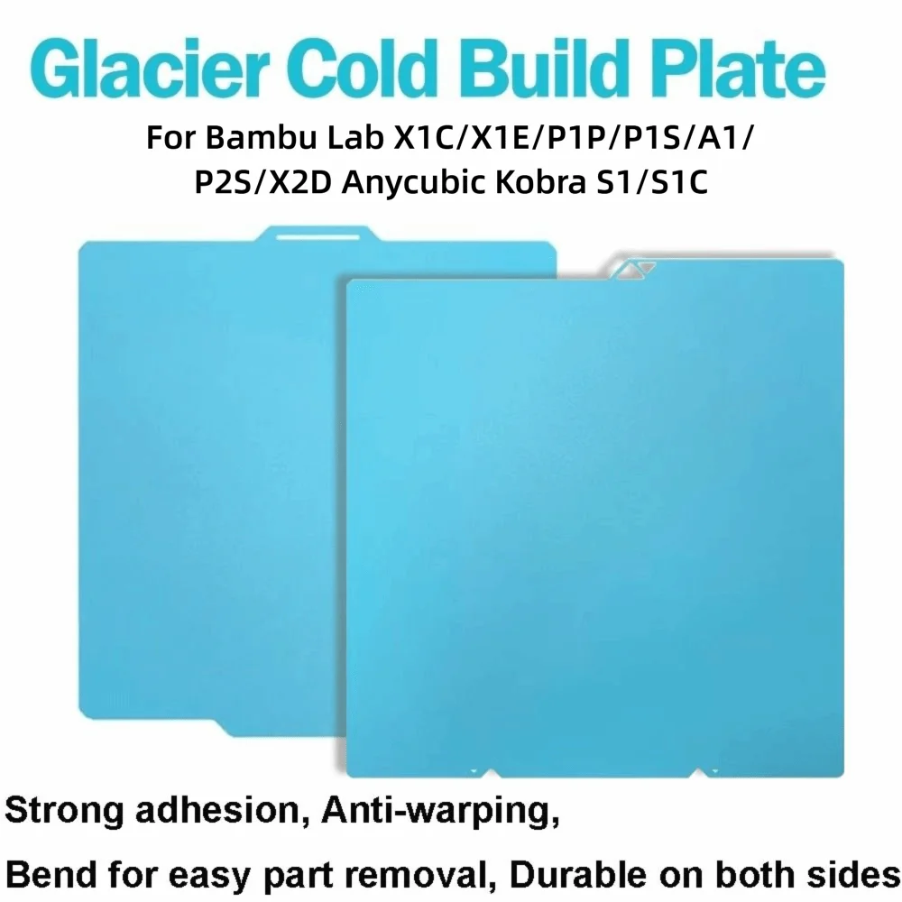 1PCS Double-Sided Cold Build Plate 3D Printer Build Plate for Bambu Lab X1C/X1E/P1P/P1S/A1/P2S/X2D Anycubic Kobra S1/S1C
