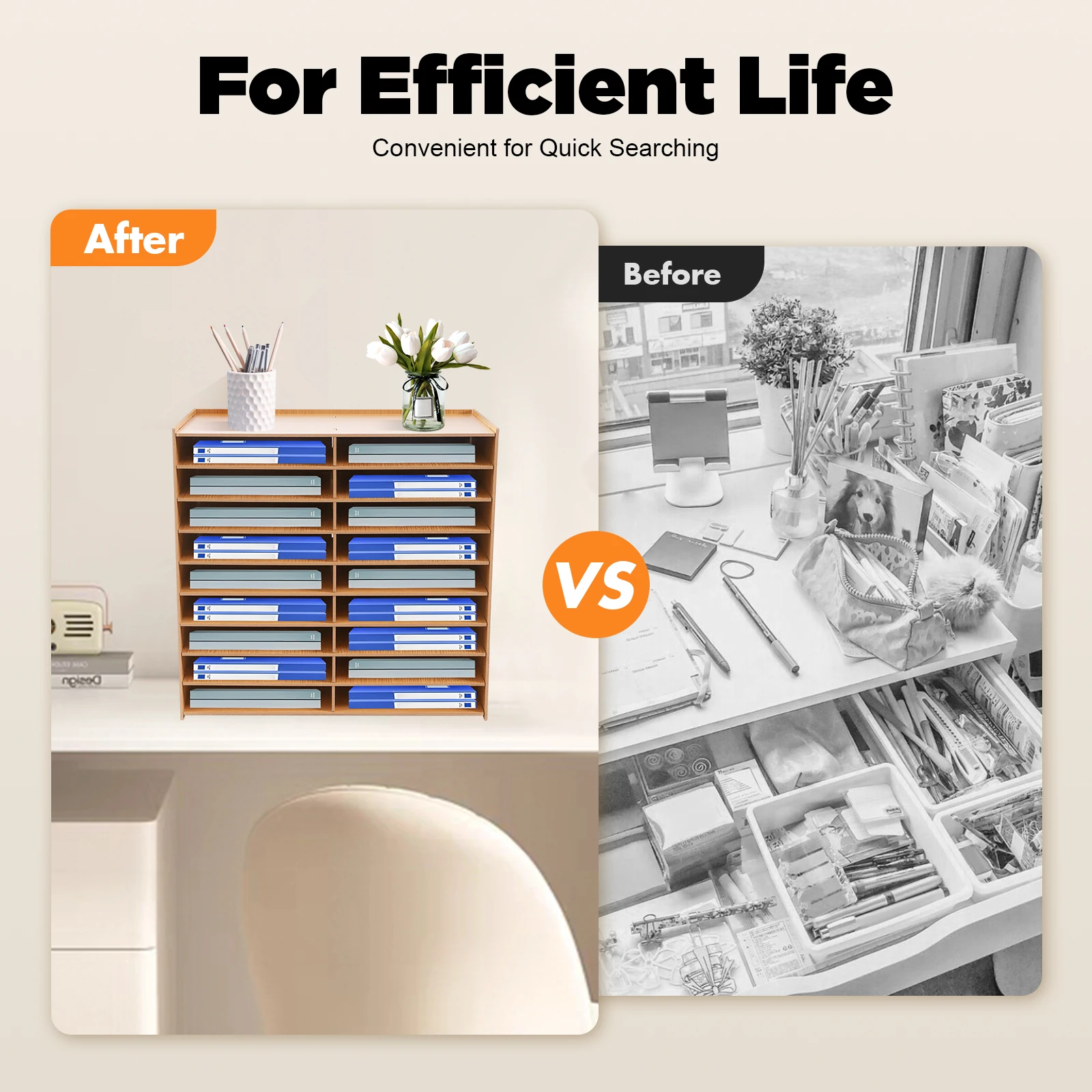 Paper Letter Tray 18 Grids Paper Mail Sorting Tray Desk Document File Folder Organiser A4 Paper Sorter for School Home Office