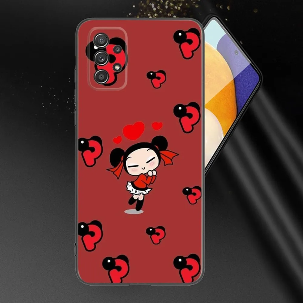 Cartoon P-Pucca Phone Case For Samsung Galaxy A13,A21s,A22,A31,A32,A52,A53,A71,A80,A91 Soft Black Phone Cover