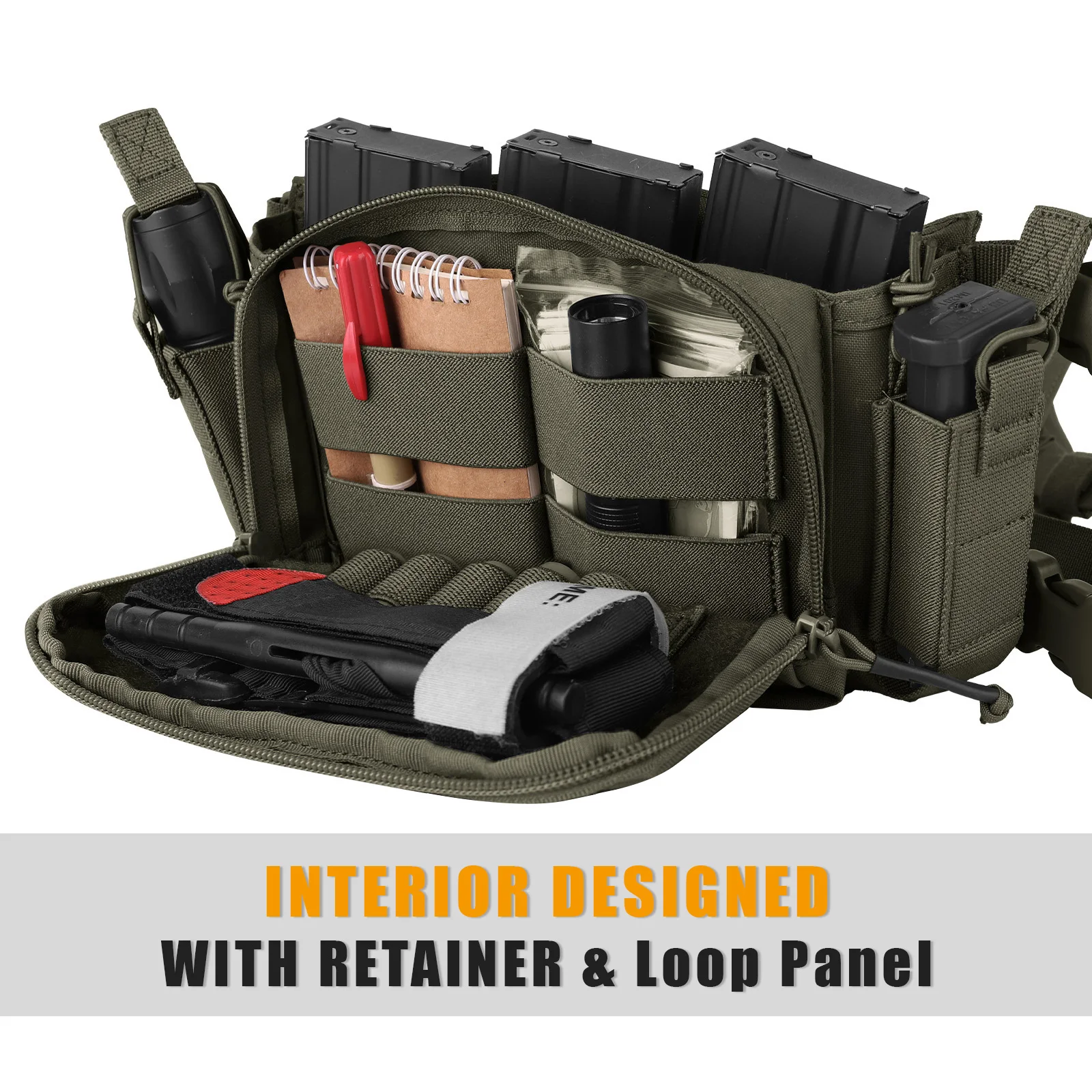 KRYDEX Tactical D3CR Chest Rig Micro Vest with 5.56 7.62 9mm Magazine Pouch Hunting Wargame D3CRM Vest Accessories