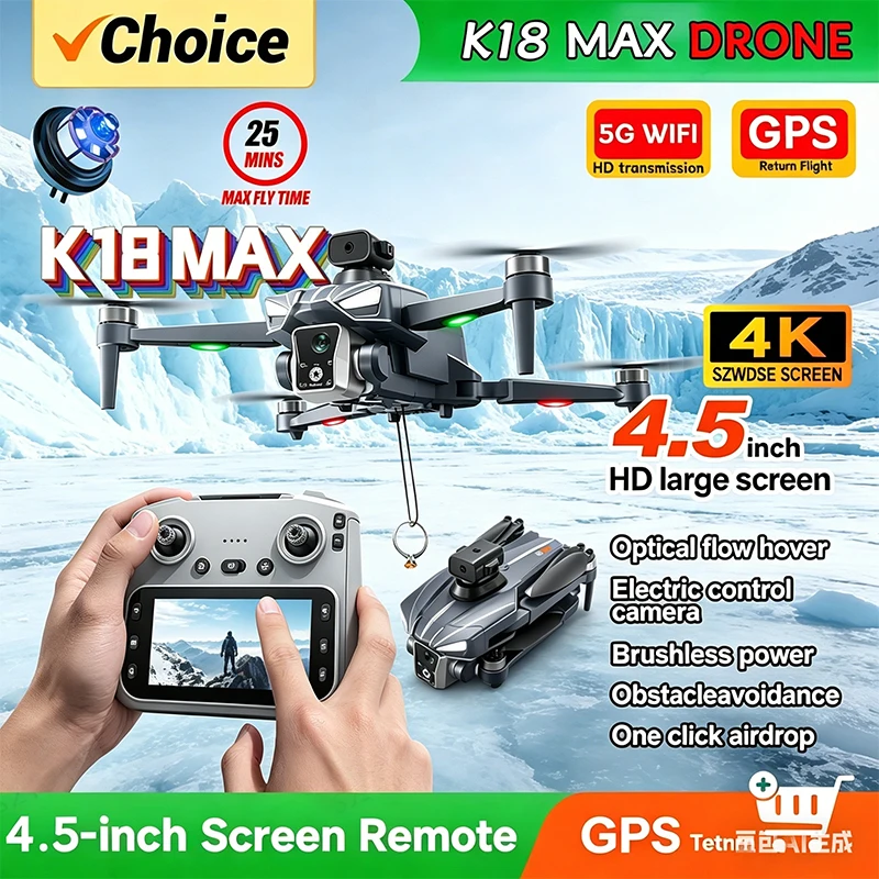 

New K18 Max Airdrop Drone GPS Positioning Return Professional FPV Obstacle Avoidance 8K Aerial Camera RC Quadcopter Boy toy gift