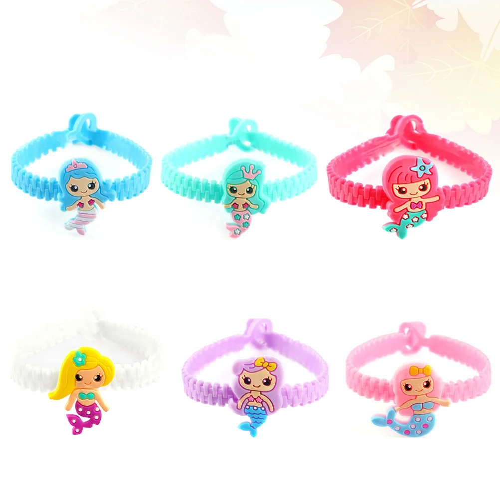 Bracelets en silicone pour enfants, accessoires de fête, bracelet à la mode, anneau à main sirène, 12 pièces