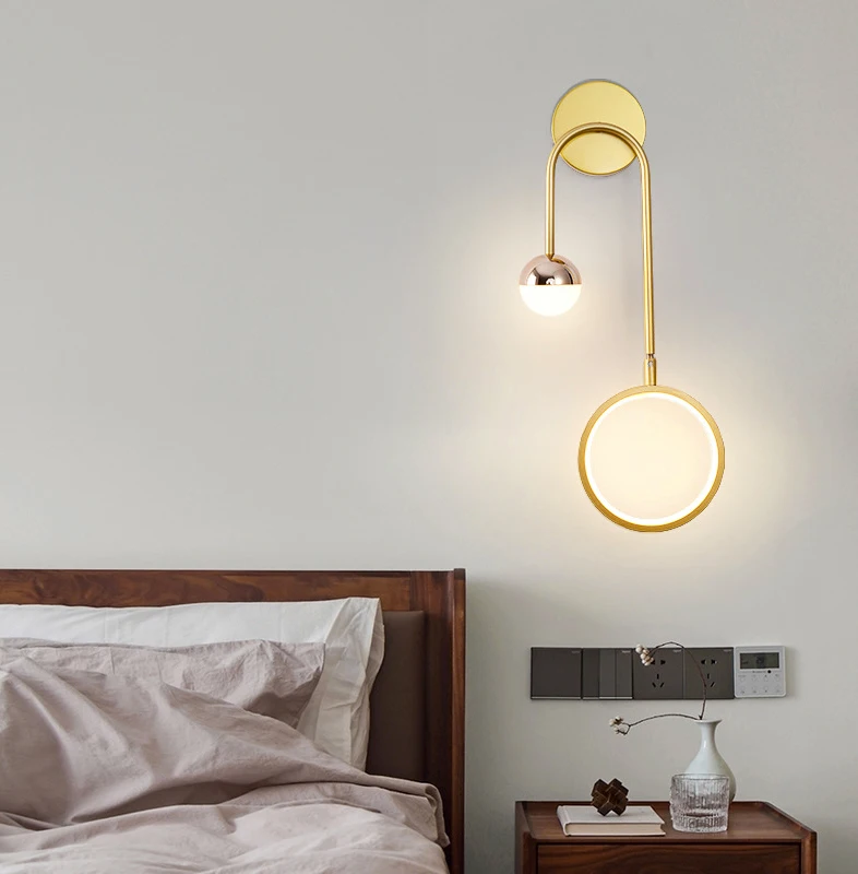 Lámpara de pared Led moderna para interiores, cabecera de fondo de bola redonda, luz de pared para pasillo, sala de estar, decoración nórdica