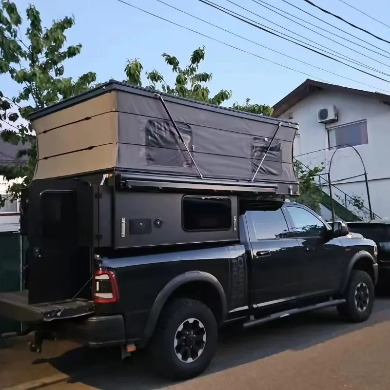 Rugged Wilderness Exploration Pickup Slide-On Camper Wagon, Classic Camping Layout with Massive Storage Space at Low Cost