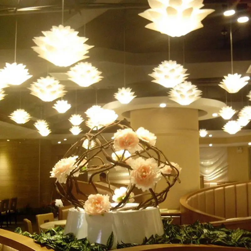 DIY Pendant Puzzle Lampshade, E27 Lotus Flower Hanging Lamps Shade With Ceiling Light Fixture Decorative Chandelier For Home