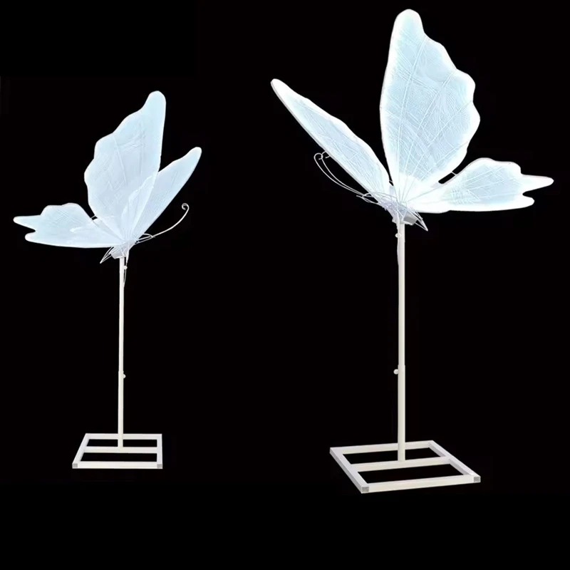

2Pcs New luminous butterfly wedding props road guide lights wedding stage luminous electric wings iron decoration ornaments