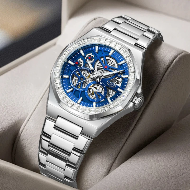 

LIGE Original Classic Mechanical Watches Male Fashion Luxury Hollow Business Waterproof Luminous Simple Dial Automatic Man Watch