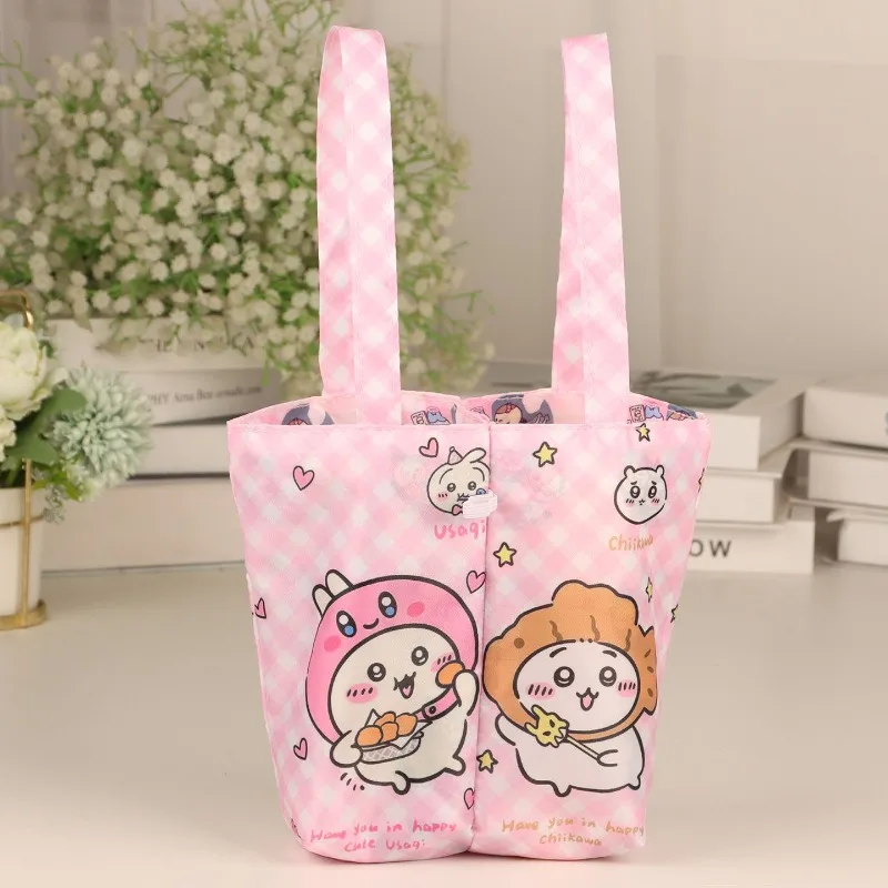 Hot Chiikawa Usagi Foldable Water Cup Bag Dual Drink Holder Portable Cup Carrier Bag Milk Tea Coffee Beverage Carrier Outdoor view 6