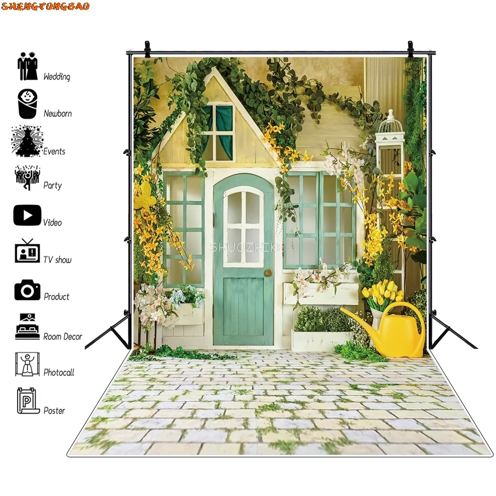 Old Town Potted Flower Vine Alley Corridor House Scenic Photo Backgrounds Photography Backdrops For Photo Studio