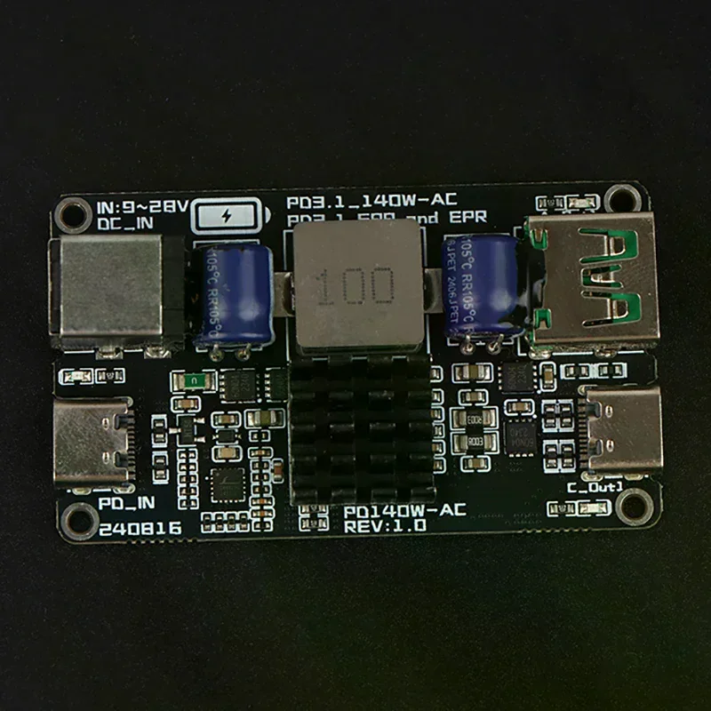 

Модуль быстрой зарядки PD 140W с двумя портами Type-C USB, высокомощный DC-DC преобразователь, поддержка всех протоколов быстрой зарядки PD3.1 QC3.0 QC4 QC4+