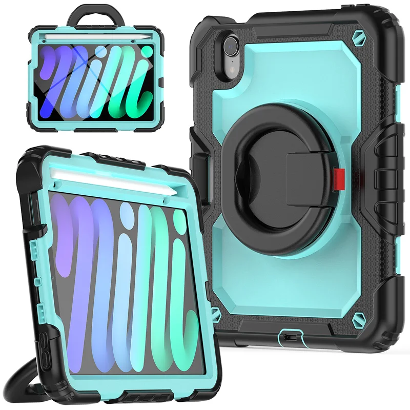 Heavy Duty Armor Silicone Case For iPad Mini6 5 Air 12.9 11 10.2 9.7 TPU PC Drop Proof Cover With Shoulder Strap Screen Film