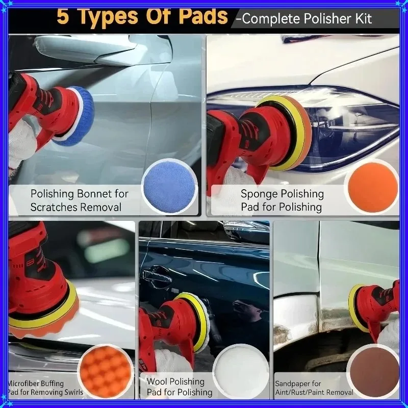 Brushless Electric Polishing Machine Sanding Sealing Cordless Car Polisher 8 Gears Power Tool For Milwaukee 18V Battery