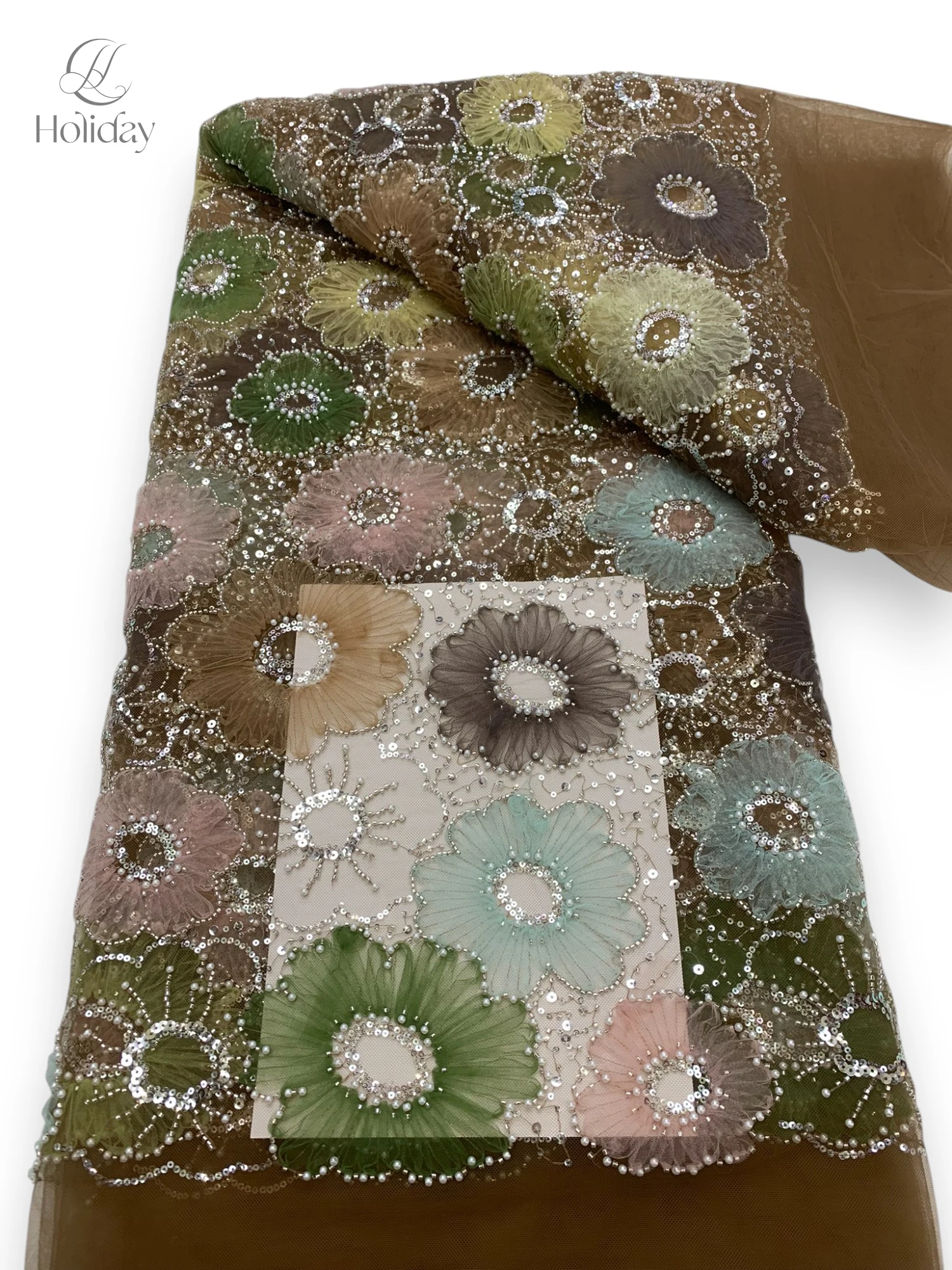 

Ткань ace, высокое качество, африканская кружевная ткань 2025 года, красочная ткань с цветочным узором, кружевная ткань с блестками из бисера