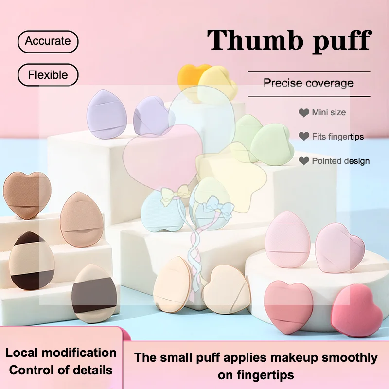 20 Uds. Mini cojines en forma de corazón, cojín de aire, esponja en polvo sin látex, esponja mixta y esponja cosmética se utiliza para base líquida