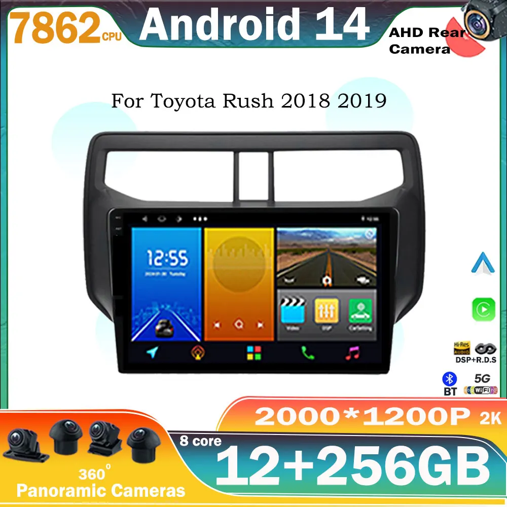 

Мультимедийный плеер Android 14 для Toyota Rush 2018 2019 навигация GPS 2din стерео головное устройство радио Carplay 5G wifi BT QLED экран