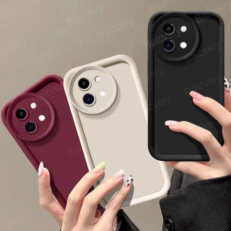 

For VIVO V30E 5G V2340 V2339 V40 Lite Colorful Simple Matte Soft TPU Full Protective Phone Border Protection Lens Cover