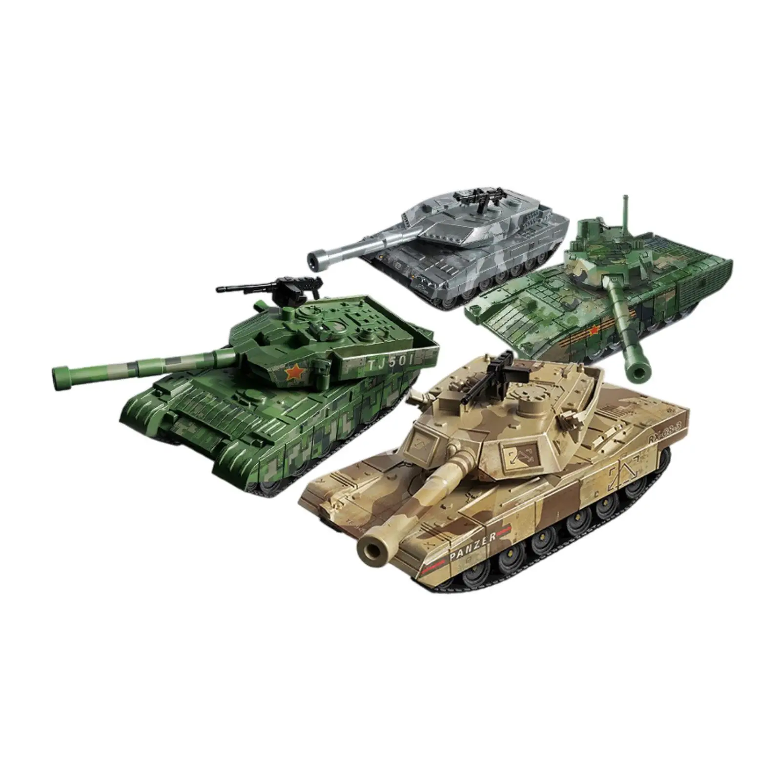 Modèle de char 4 pièces modèle de char moderne 4D, modèle de construction d'ornement, modèle de véhicule à roues à collectionner pour les filles, les vacances des garçons