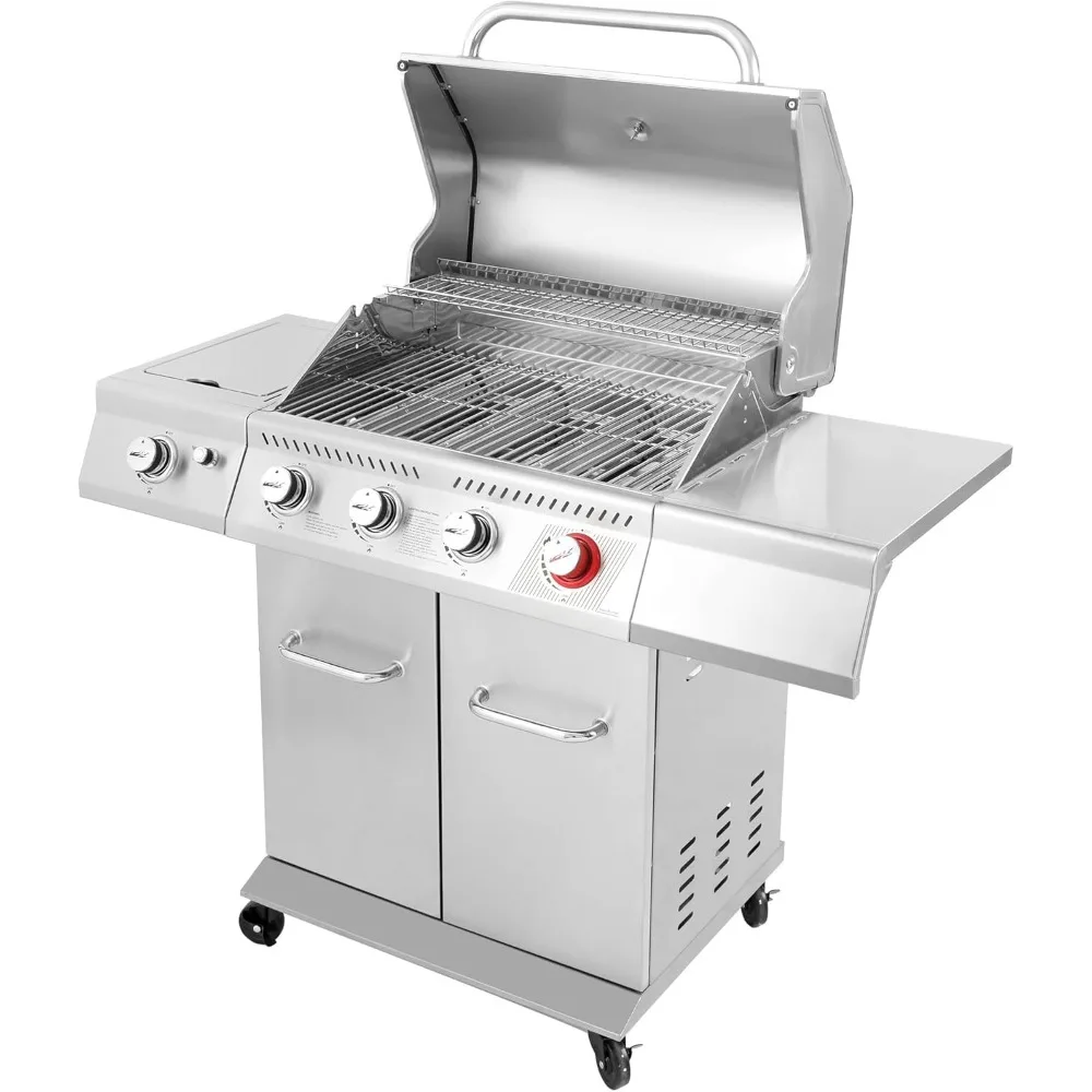 

GA4402S 4-Burner Propane Gas Grill with Side Burner, Stainless Steel Grill with 54,000 BTUs Cooking Power for Outdoor Patio