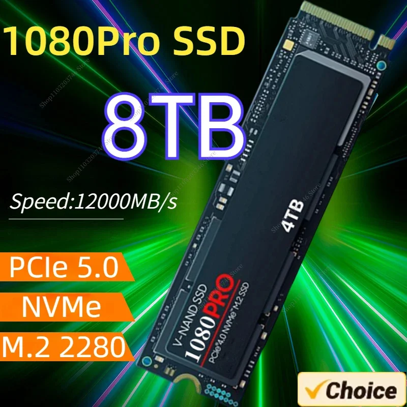 100% Newest 1080PRO 8TB 4TB 2TB 1TB SSD Internal Solid State Hard Drive M.2 2280 PCIe Gen 5.0 x 4 NVMe for PS5 Laptop Desktop PC