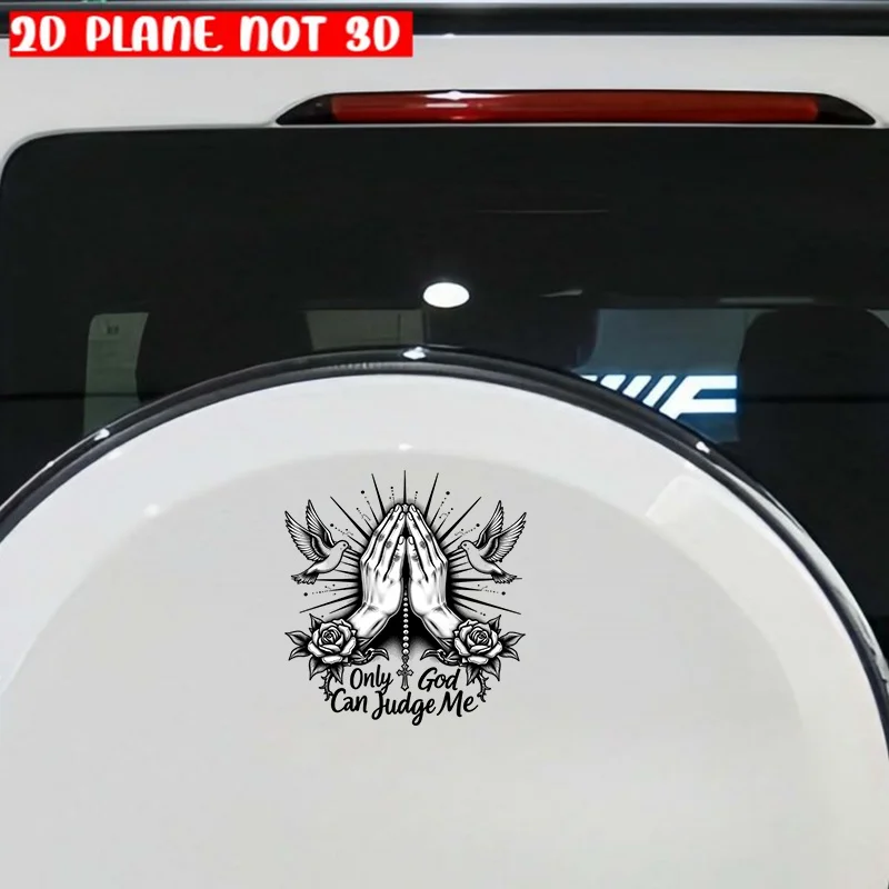 Double Pack Praying Hands & Dove Christian Faith Sticker - Self Adhesive Waterproof Vinyl Decal with 'Only God Can Judge