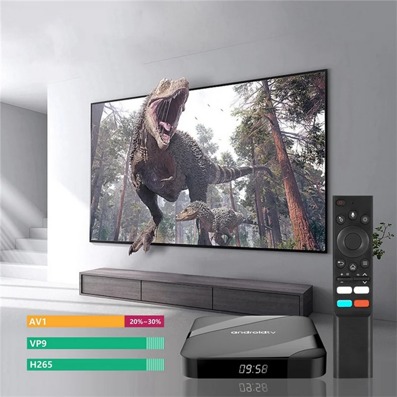 

ELECT-ATV Android 14 Smart TV Box AV1 S905W2 Quad-Core Dual Wifi Voice Remote Media Player 8K 4K Set Top Box EU Plug