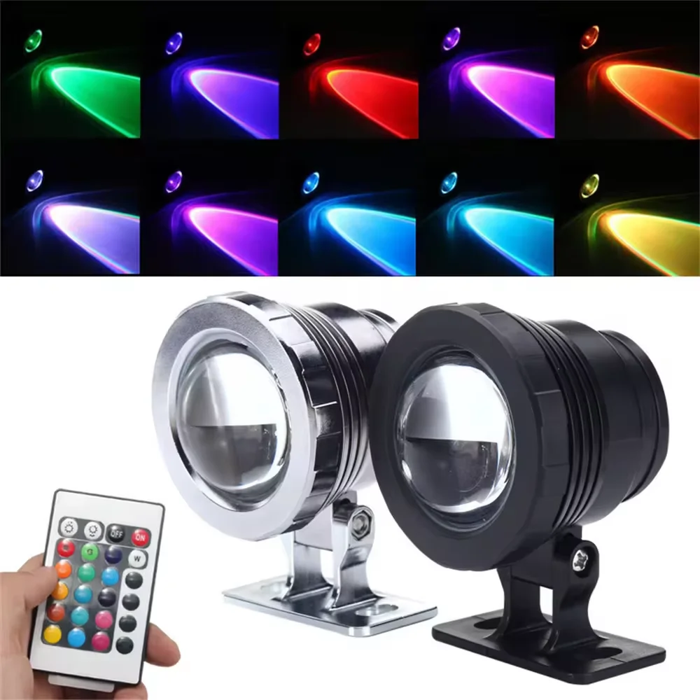 

Водонепроницаемые подводные светодиодные прожекторы RGB AC12-24V, белые/тепло-белые/RGB, водонепроницаемые светильники для фонтанов и бассейнов с пультом дистанционного управления