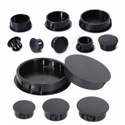 Black Plastic Snap on Hole Plug Caps Wall Cable Desk Covers Round Furniture Hole Bung 5 6--12 13 14 15 16 18-20 22 25 28 30-60mm