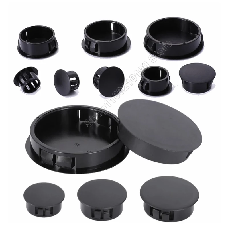 Czarne plastikowe zaślepki otworów na kable ścienne Okrągłe zaślepki otworów na meble 5 6--12 13 14 15 16 18-20 22 25 28 30-60 mm