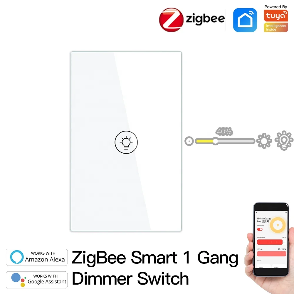 Interruptor inteligente de escurecimento multicanal zigbee padrão dos eua com controle remoto wi-fi e cronometragem material pc painel de toque aplicativo smart life