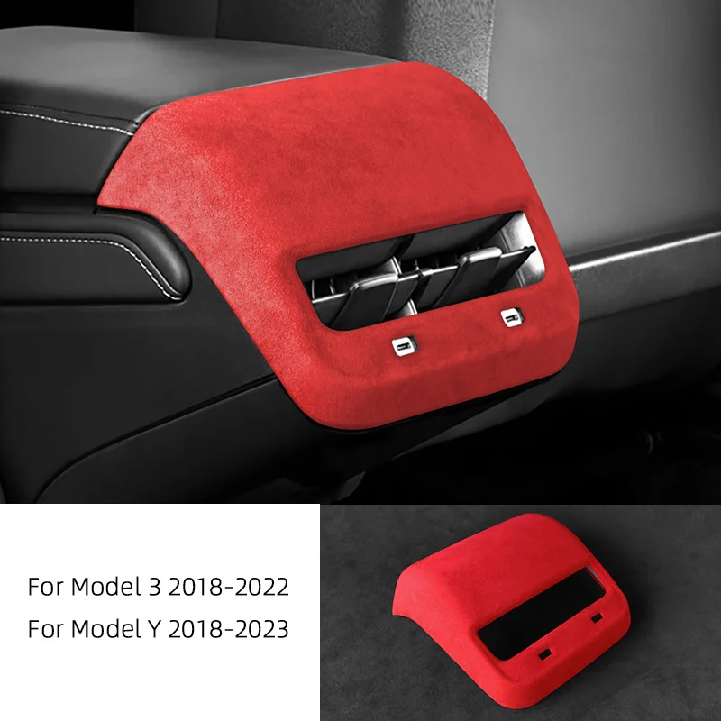 Center Armrest Rear Air Vent Decorative Frame Super Suede Accessories For Tesla Model 3 Model Y 2018 2019 2020 2021 2022 view 6