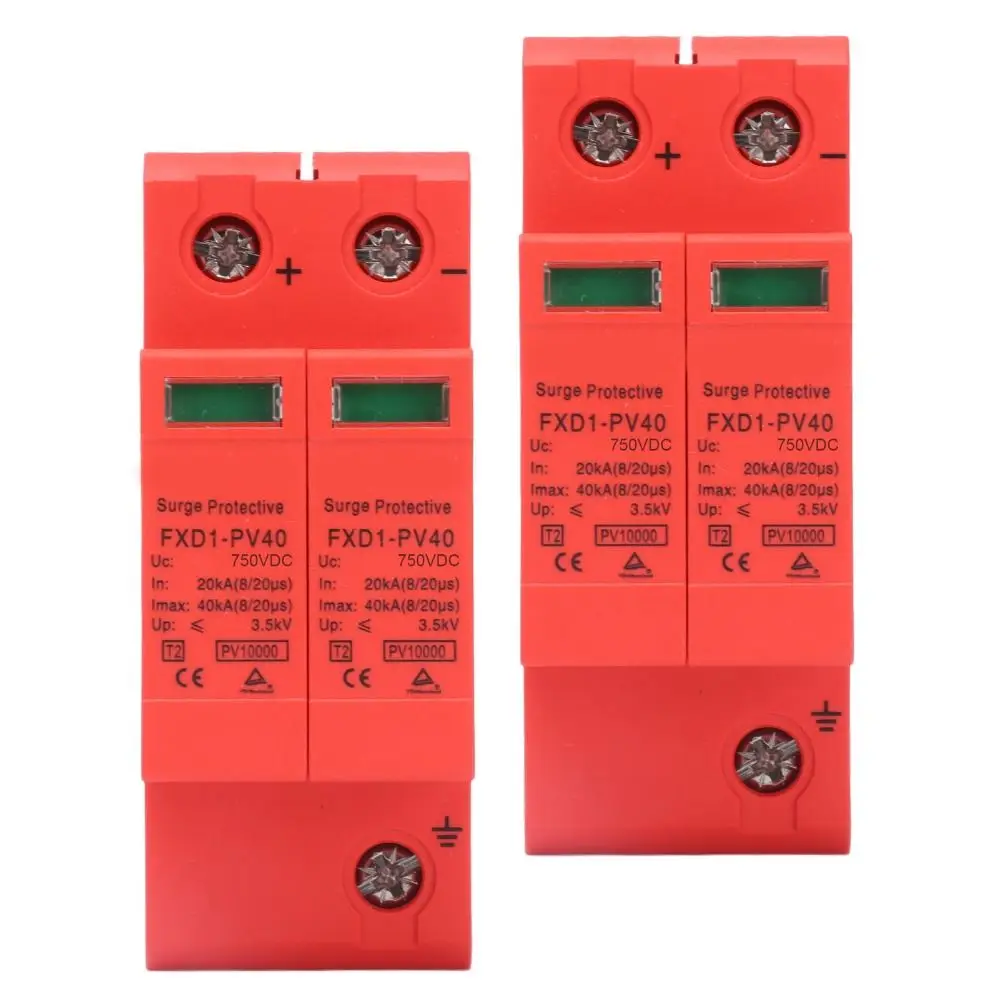 

2 шт. прочных устройств защиты от перенапряжения 2P SPD 40 кА DC 500В/750В/1000В для фотоэлектрических систем, защита для дома